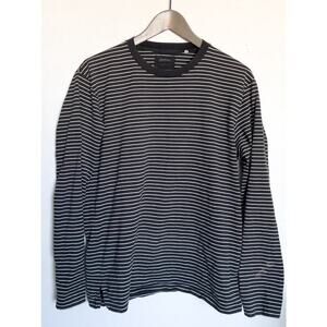 Shuttlenotes Unionmade Striped Long Crewneck Shirt Tee Small Black White FLAWED